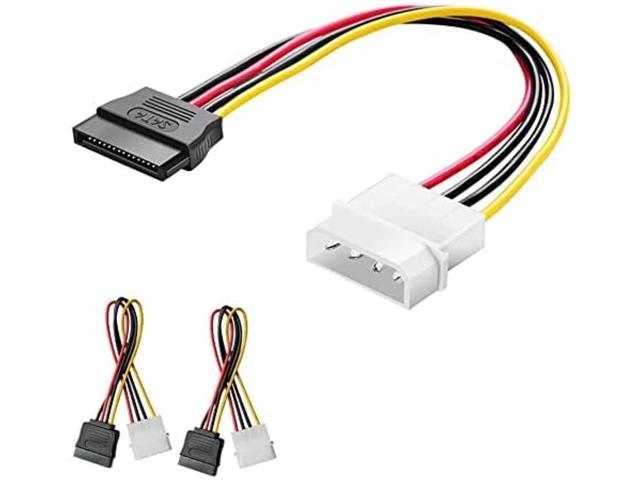 2X 4-Pin Ide Molex To 15-Pin Serial Ata Sata Hard Drive Power Adapter Cable EC 