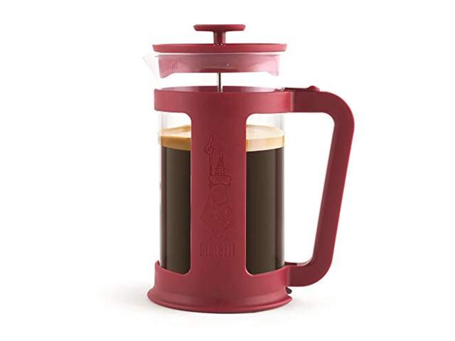 bialetti coffee press smart, french press for coffee or tea, borosilicate glass container, dishwasher safe, 1 l - 34 oz (8-cup), red