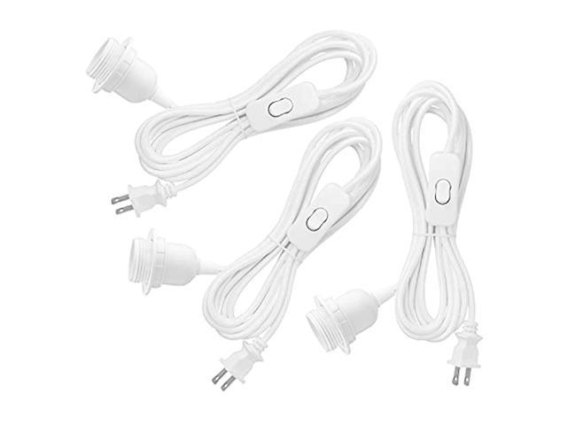 for Hanging DIY Ceiling Lighting E26 Socket kwmobile Plug-in Light Cord 15ft Long Fabric Pendant Lamp Cable with Plug White