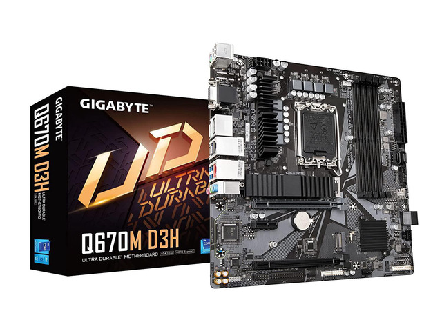 gigabyte q670m d3h (lga1700/ intel/ q670/ m-atx/ ddr5/ dual m.2/ pcie 4/ usb 3.2 gen2 type-c/intel 2.5gbe lan/motherboard)