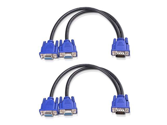 Photo 1 of cable matters 2-pack vga splitter cable (vga y splitter) for screen duplication - 1 foot