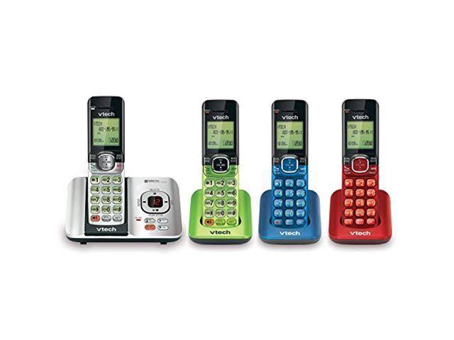 vtech cs6529-4b 4-handset dect 6.0 cordless phone with answering system ...