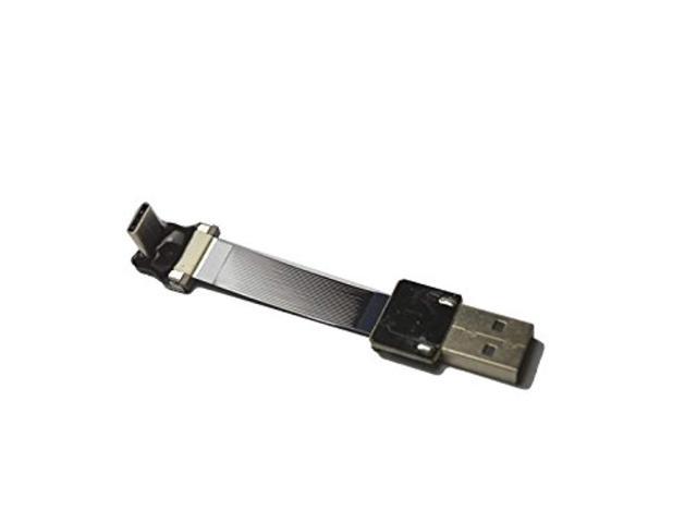 FFC USB FPC Micro USB FPV Flat Slim Thin Ribbon FPC Cable Micro USB 90 Degree to Standard USB A for sync and Charging Black 60CM 