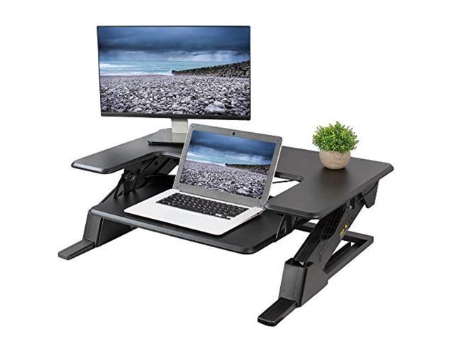VIVO Oak Height Adjustable Standing Desk Monitor Riser Tabletop Sit to Stand
