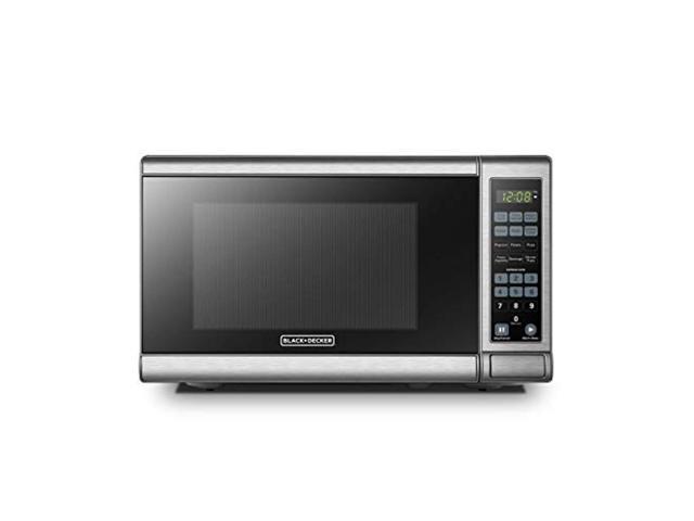Photo 1 of *** NEW *** **** SHIPPING DAMAGE **** *** PARTS ONLY ***
black+decker em720cb7 digital microwave oven with turntable push-button door,child safety lock,700w, stainless steel, 0.7 cu.ft