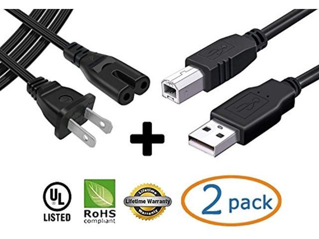 eCool4U 10ft Printer USB Cable 10ft AC Power Cord for Canon PIXMA MP530 MP510 520 530 560 All-In-One Inkjet Printer 