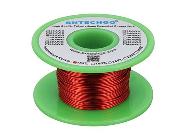 bntechgo 22 awg magnet wire - enameled copper wire - enameled magnet winding wire - 4 oz - 0.0256" diameter 1 spool coil red te