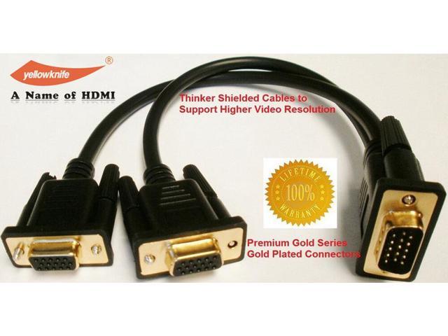 VGA SVGA 1 PC~2 Monitor Male to 2 Dual Female 15 PIN Y Adapters Splitter Cables