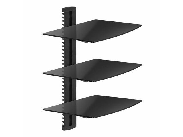 Triple Glass Shelf Wall Mount Bracket 3 Tier Under Tv Component Cable Box Dvd Newegg Com