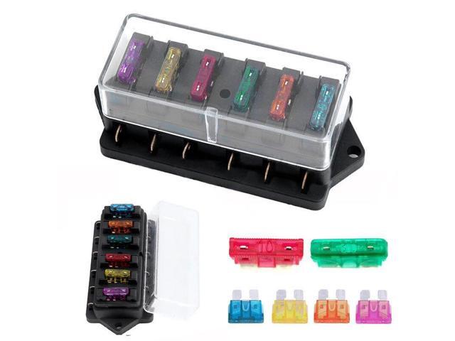 6 Way 12V 24V Car Circuit Auto Cut Blade Fuse Box Holder Block Panel Board UK