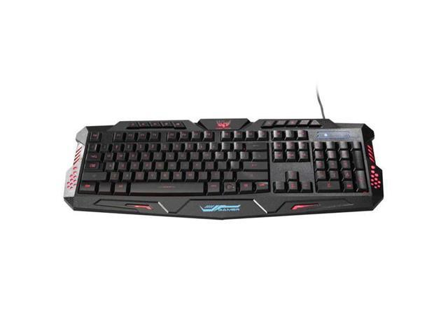 A877 114-Key LED Backlit Wired USB Gaming Keyboard Black