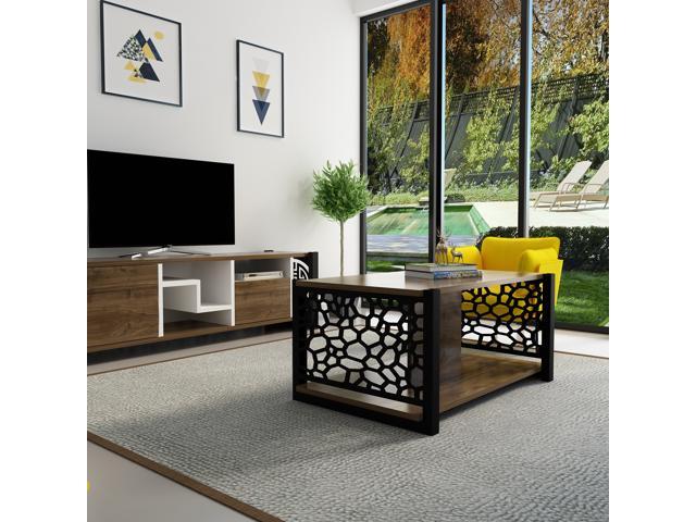 Decorotika Favo Metal Frame Coffee Table With Storage Shelf For Living Room Accent Furniture Newegg Com
