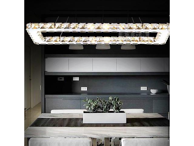 60 20cm 5730led Modern Rectangular K9 Crystal Chandeliers Lighting For Dining Room Bedroom Living Pendant Lamp Newegg Com