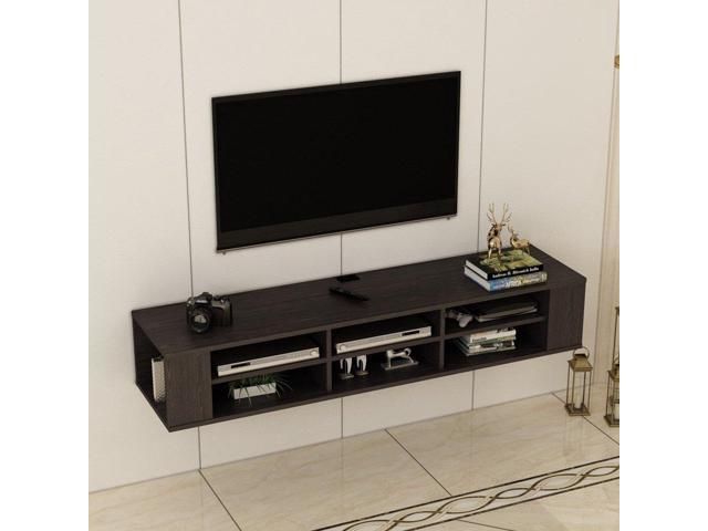 New Modern Floating Tv Stand With 8 Open Storage Spaces
