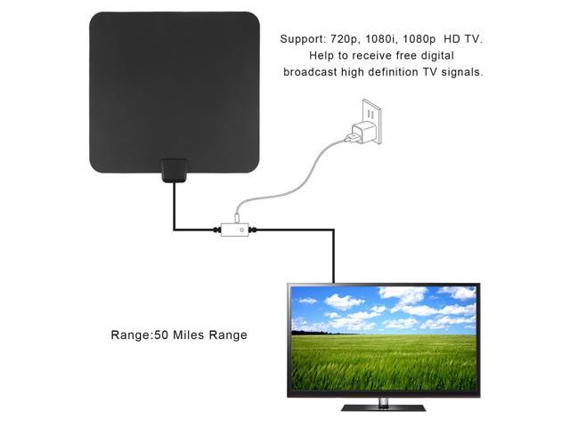 Aerial Amplified 50 Miles Range VHF UHF Indoor Digital 1080P HDTV TV Antenna