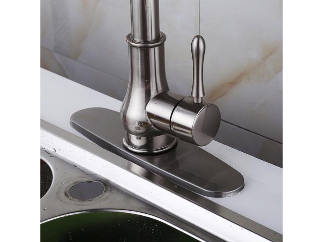 New 16 Kitchen Sink Faucet Brushed Nickel Pull Out Spray Swivel Spout Dispenser Easy To Clean Rotatable Neck Newegg Com
