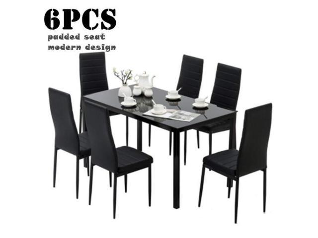 Modern 6pcs Striped Dining Chairs High Backrest Comfort