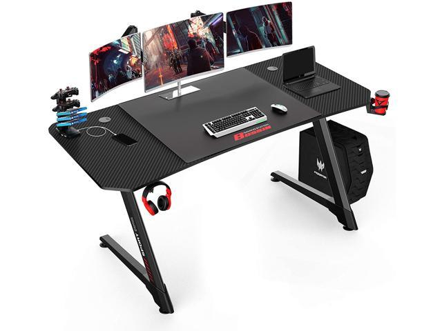 BOSSIN 63 Inch Ergonomic Gaming Desk, Z-Shaped Office PC Computer Desk with Large Mouse Pad, Gamer Tables Pro with USB Gaming Handle Rack, Stand Cup Holder&Headphone Hook inch, Black) - Newegg.com