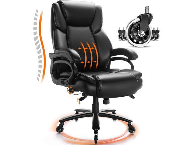 Furmax Mid Back Executive Office Swivel Computer Task Armrests Ergonomic  Leather-Padded Desk Chair with Lumbar Support, Black 