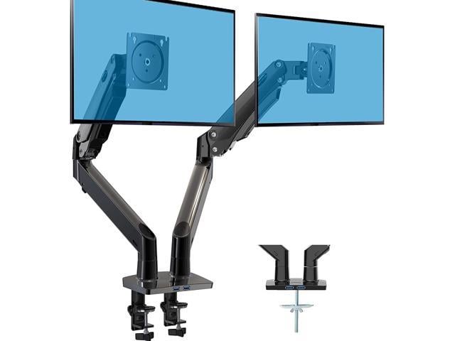 HUANUO Dual Monitor Stand - Double Gas Spring Arm Monitor Desk Mount for Two 35 inch LCD LED Screens, Height Long Adjustable Mount with Clamp, Grommet Mounting Base, Hold up to 26.4lbs