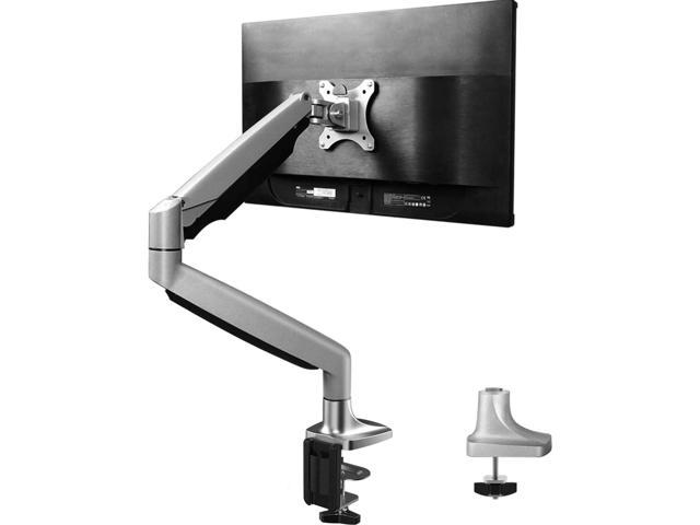HUANUO Single Arm Monitor Stand - Gas Spring Monitor Desk Mount, Adjustable Computer Riser with Clamp, Grommet Mounting Base for 13 to 32 Inch Screens VESA 75X75 100X100