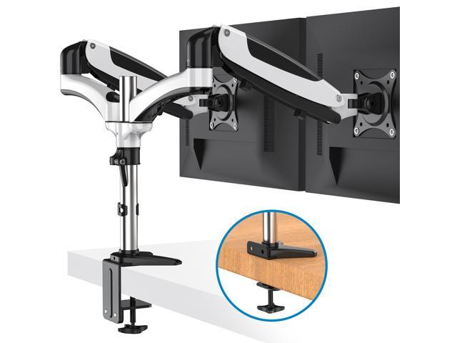 HUANUO Dual Monitor Mount, Full Motion Monitor Arm Stand, Height Adjustable Computer Monitor Riser with Gas Spring, C Clamp, Cable Management for Two 15 to 27 Inch LCD Screens