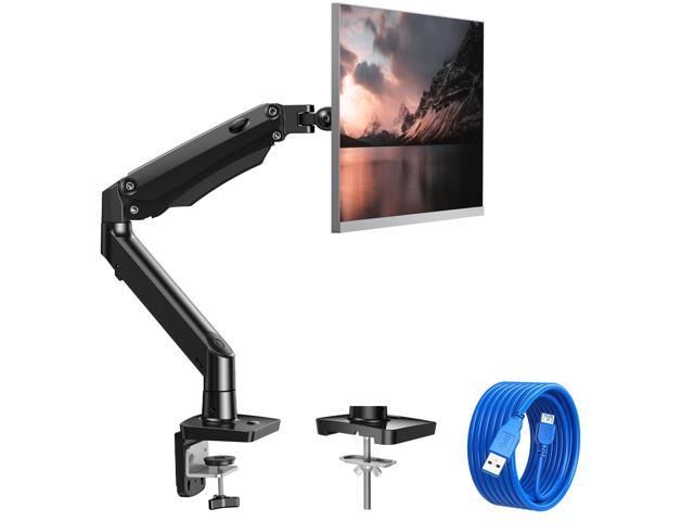 ERGEAR Single Monitor Mount Stand Holds up to 26.4lbs- Full Motion Monitor Arm Desk Mount for 13 to 35 Inch LCD LED Computer Screens, Height Adjustable Bracket with Clamp, Grommet Mounting Base