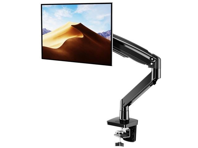 ERGEAR Monitor Mount Stand - Long Single Arm Gas Spring Monitor Desk Mount for 13 to 35 Inch Computer Screens Height Adjustable Bracket with Clamp or Grommet Mounting Base - Arm Holds 4.4 to 26.4 lbs