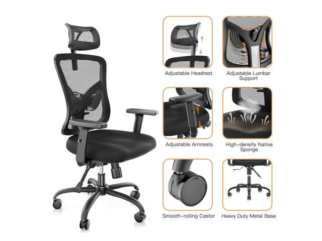 HUANUO Office Chair Ergonomic Office Chair High Back Mesh Computer ...