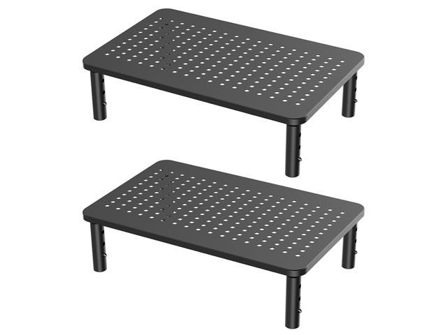 Monitor Stand Riser - 3 Height Adjustable Monitor Stand for Laptop, Computer, iMac, PC, Printer, Desktop Ergonomic Metal Monitor Riser Stand with Mesh Platform for Airflow(Black, 2 Pack)