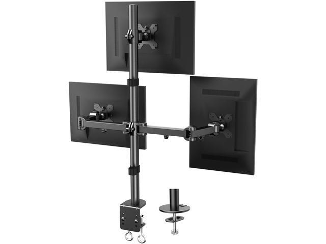 Huanuo Triple Monitor Stand Free Standing Desk Mount Fully Adjule For 3 Computer Screens Up To 27 Inch Support Clamp Grommet Mounting