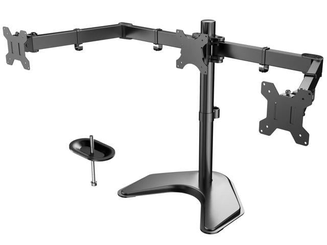 Photo 1 of HUANUO Triple Monitor Stand Fits 3 LCD LED OLED Screens 13-24 Inches in Size - Free Standing Fully Adjustable Monitor Desk Mount - Tilts, Swivels, Rotates - Each Arm Holds up to 22lbs