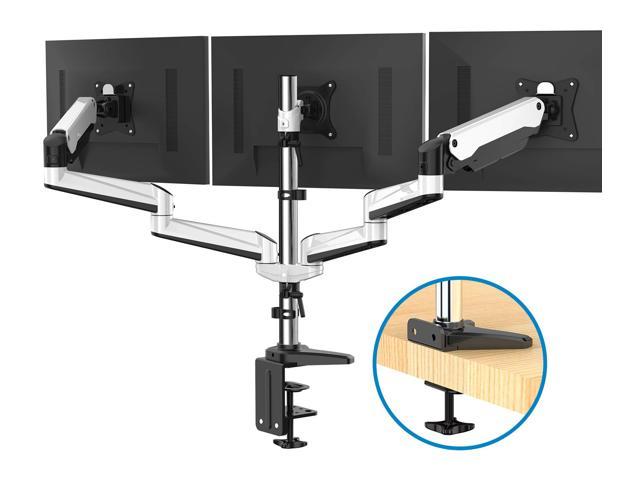 EleTab Triple Monitor Stand Mount Full Motion Swivel 3 Monitor Desk Mount Stand Articulating Gas Spring Arms Fits Computer Screens 13 to 32 inches Each Arm Holds up to 15.4 lbs 