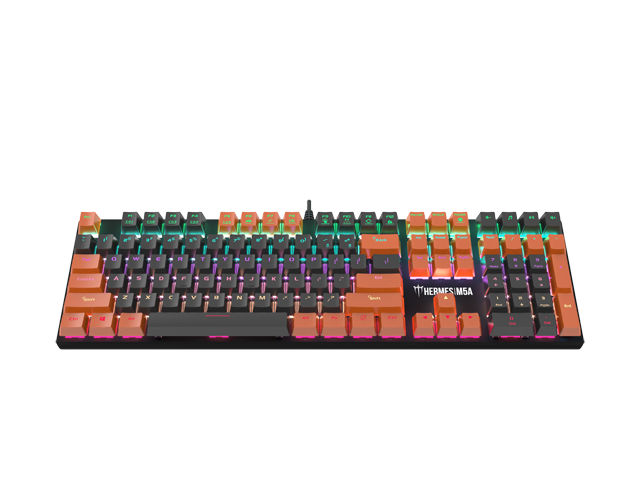 Gamdias Hermes M5A Mechanical Keyboard Passionate' Orange & 'Timeless' Grey keycaps with Blue Switches