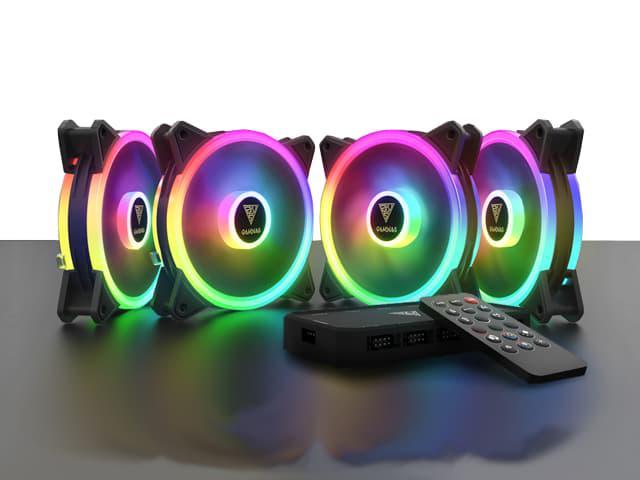 Photo 1 of GAMDIAS AEOLUS M2-1204R 120MM RGB 4 in 1 Fan Pack with Controller and Remote, 4-Pack.