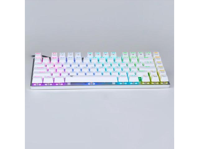 HUO JI Z88 Z-88 RGB Mechanical Gaming Keyboard, Blue Switch , LED Backlit,  Water Resistant, Compact 81 Keys Anti-Ghosting for Mac, PC, White