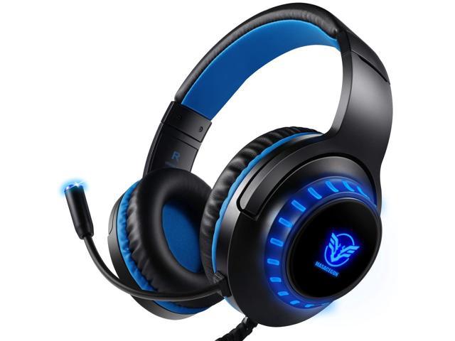 PS4 USB Headset with Adjustable Microphone Wired on Ear Headphone for PC Laptop and Mac 