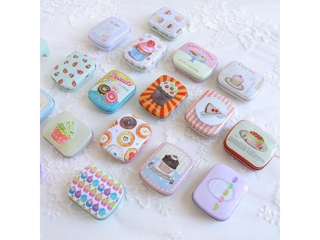 1pc Square Kawaii Iron Storage Box For Office Desk Paper Clips