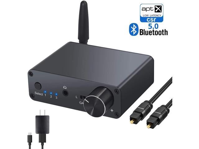 Neoteck 192kHz Digital to Analog Converter Bluetooth V5.0 Receiver Digital Coaxial Toslink to Analog Stereo L/R RCA 3.5mm Audio Adapter with Remote Control Volume Control Support APT-X Low Latency