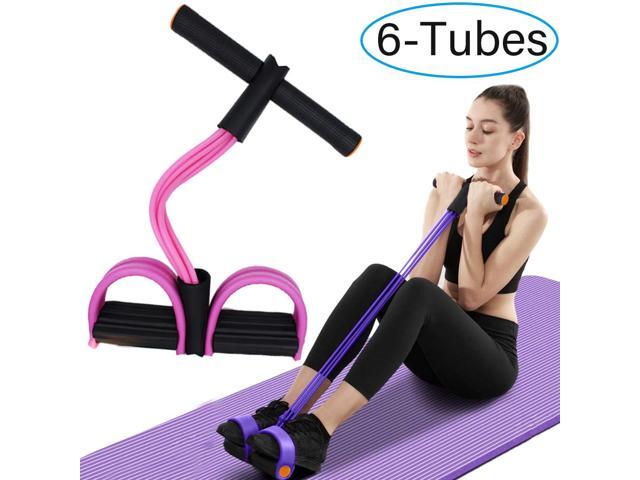 Natural Latex Tension Rope Fitness Equipment 6-Tube Elastic Yoga Pedal Puller Resistance Band FateFan Multifunction Tension Rope for Abdomen/Waist/Arm/Leg Stretching Slimming Training 