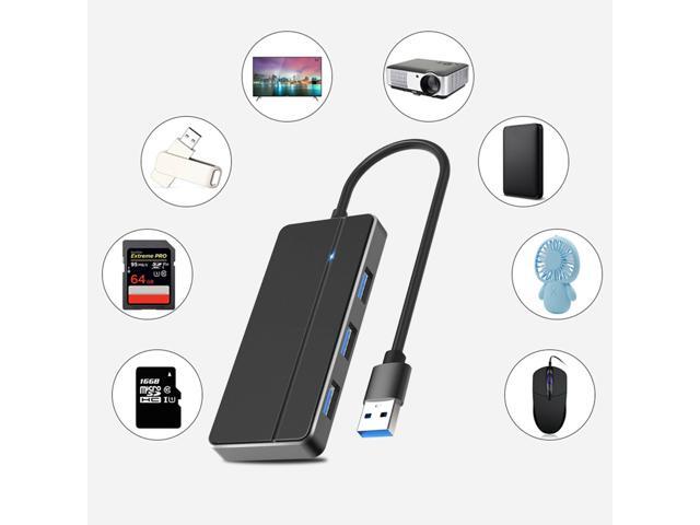 Ultra Slim 3-Port USB-A Hub USB 3.0 Hub Adapter Extra DC Power Cable for Laptop 