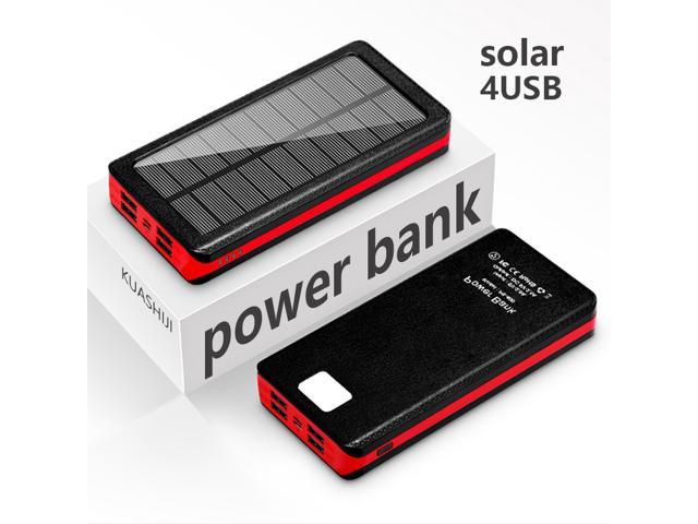0 000mah Solar Power Bank Charger Portable External Battery Pack Charger With 4 Usb Output Ports For Camping Newegg Com
