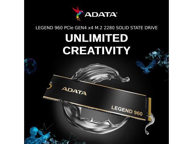 ADATA LEGEND 960 MAX 2TB M.2 2280 PCIe Gen4x4 Internal Solid State Drive, 1560TBW - SMI SM2264 3D NAND, Up to 7400 MBps - Black PS5 SSD 2 Terabyte