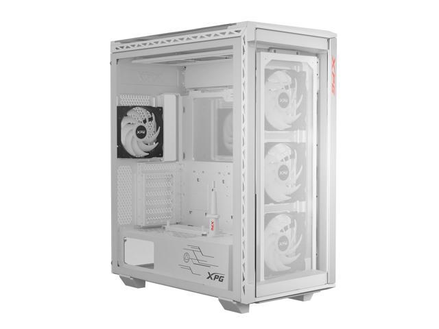XPG Battlecruiser II Mid-Tower ATX PC Gaming Case: Exoskeleton-Driven, Futuristic Aesthetics, Efficient Airflow, 420mm Radiator Support, GPU Holder, Cable Management, White (BATTLECRUISERIIST-WHCWW )