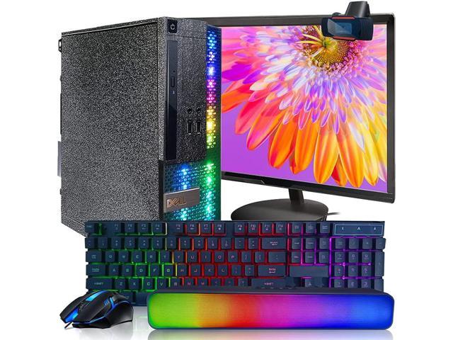 accu Samenpersen Overzicht Refurbished: Customized PC Black Treasure Box RGB Dell Desktop Quad Core I5  up to 3.6G, 16G, 512G SSD, WiFi, Bluetooth 4, RGB Gaming Keyboard & Mouse,  DVD, 24 Inch 1080 FHD LED,