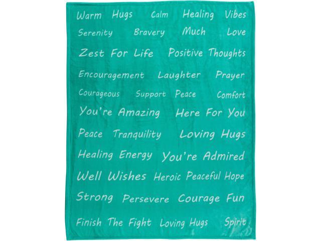 Healing Thoughts Throw Blanket Inspiring Comforting Positive Words Get Well Gifts For Cancer Survivors Chemo Patients Teal Newegg Com