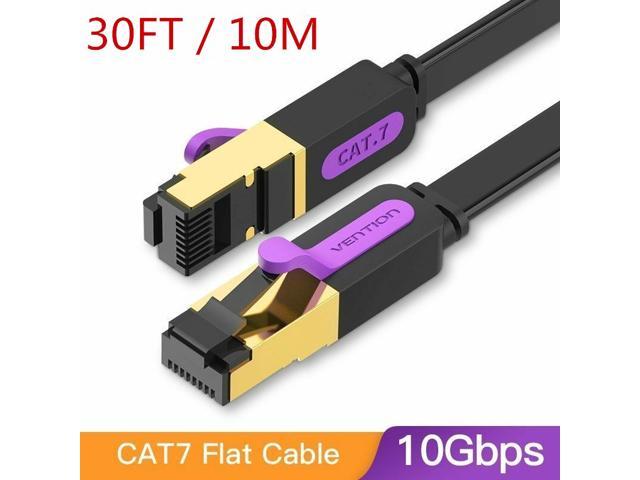 Modem Cat7 RJ45 10 Gigabit LAN Cable for Router Xbox Gaming Cat 7 Ethernet Cable 3 ft Faster Than Cat6/Cat5e Network PS4 Switch Flat High Speed Internet Network Cord Patch Cable with Clips 