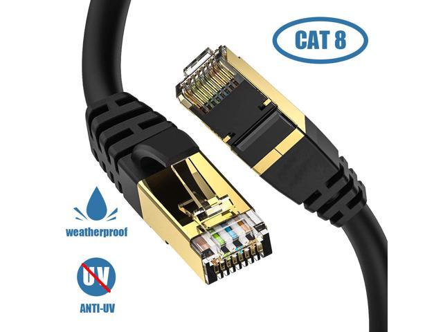Cat8 Ethernet Cable, Outdoor&Indoor, 15FT Heavy Duty High Speed 26AWG Cat8 LAN Network Cable 40Gbps, 2000Mhz with Gold Plated RJ45 Connector, Weatherproof S/FTP UV Resistant for Router/Gaming/Modem