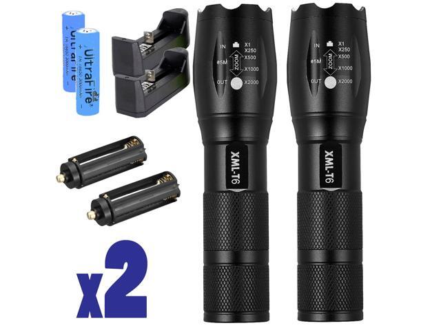 Tactical Ultrafire Flashlight T6 High Power 5-Mode Zoom Focus 18650 Battery USA 