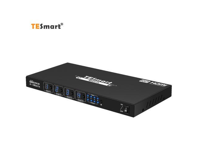 TESmart 4X4 Matrix Switcher 4K Ultra HD HDMI 4 Ports Inputs and 4 Port Outputs with RS232 IR Remote Control Supports 4Kx2K@30HZ, HDCP, 3D & Deep Color, HDMI 1.4 Compliant